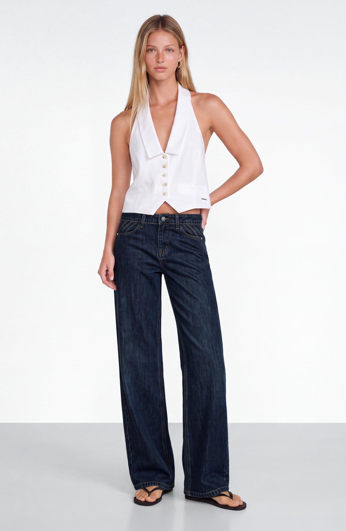 Pantalón Plisado Denim Indigo