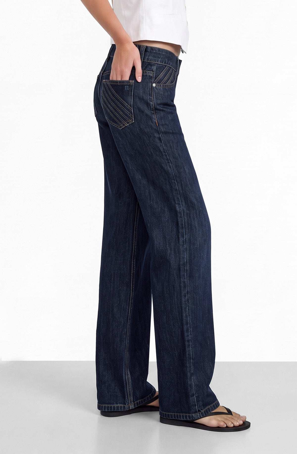 Pantalón Plisado Denim Indigo