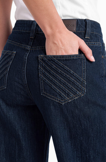 Pantalón Plisado Denim Indigo