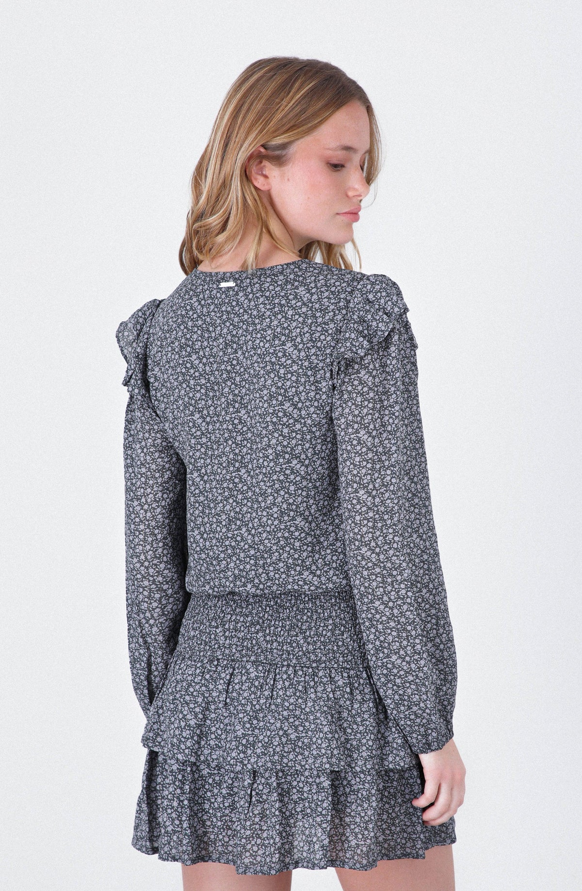 Blusa Estampada Vuelo Lurex Grey