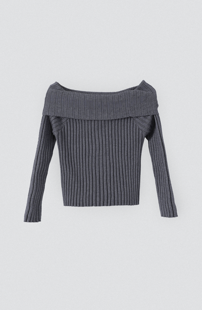 Remera Tejida Hombros Gray