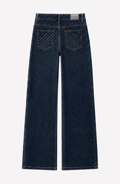 Pantalón Plisado Denim Indigo